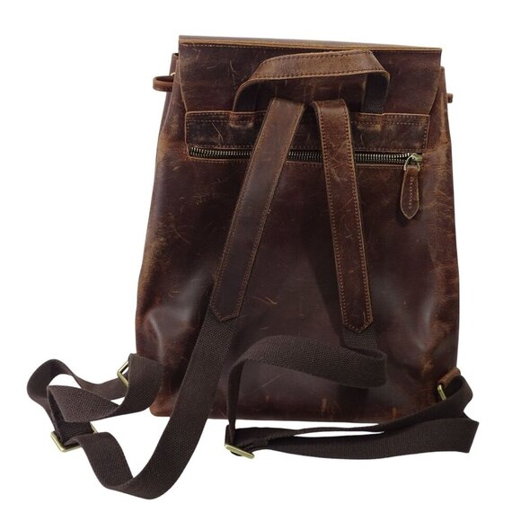 S-Zone Cowhide Leather Backpack Messenger Bag Flap Drawstring Closure D02V202106 - Picture 3 of 9